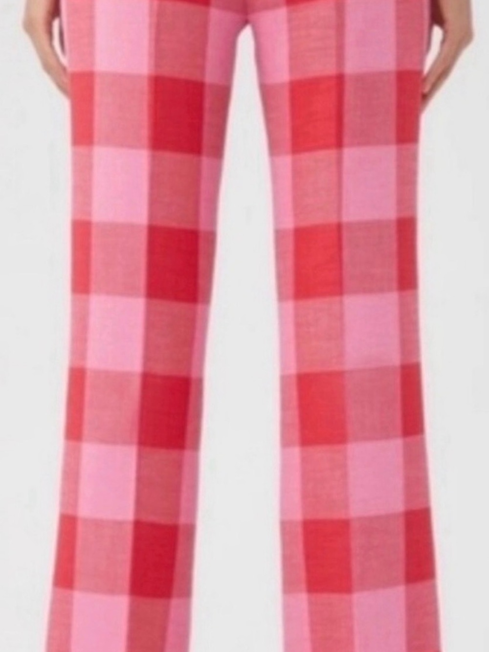 Trina Turk Pink and Red Plaid Wide-Leg Pants